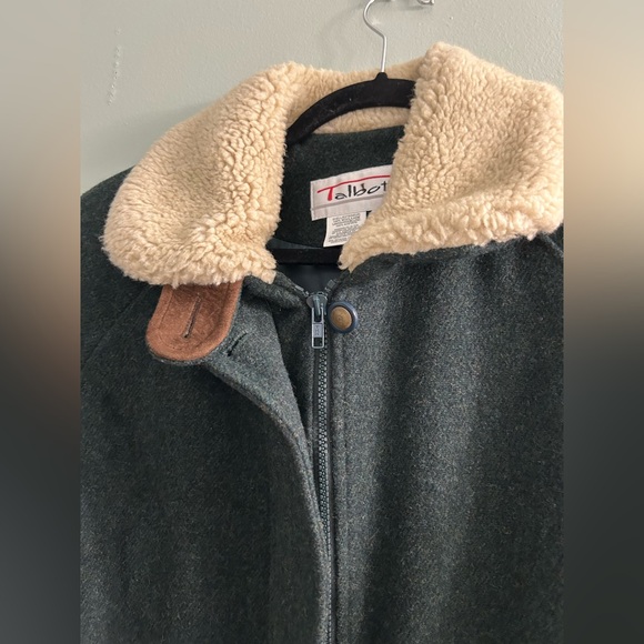 Vintage Talbots beautiful wool shearling coat green unique zip up - Picture 6 of 8
